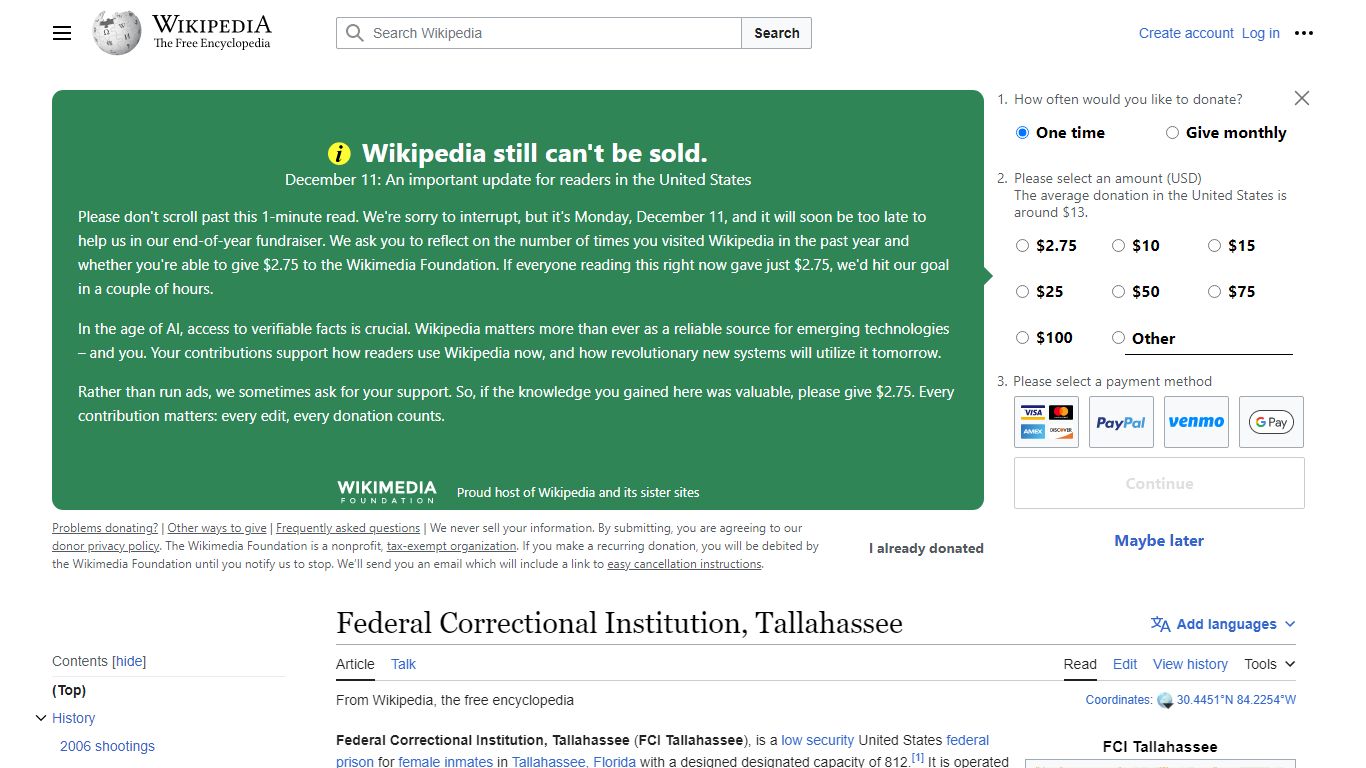 Federal Correctional Institution, Tallahassee - Wikipedia